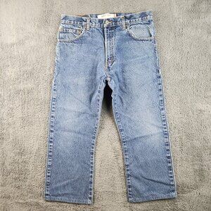 REWORKED Levi's Mini Boot High Rise Crop Relaxed Jeans **Women's 14 Stonewashed